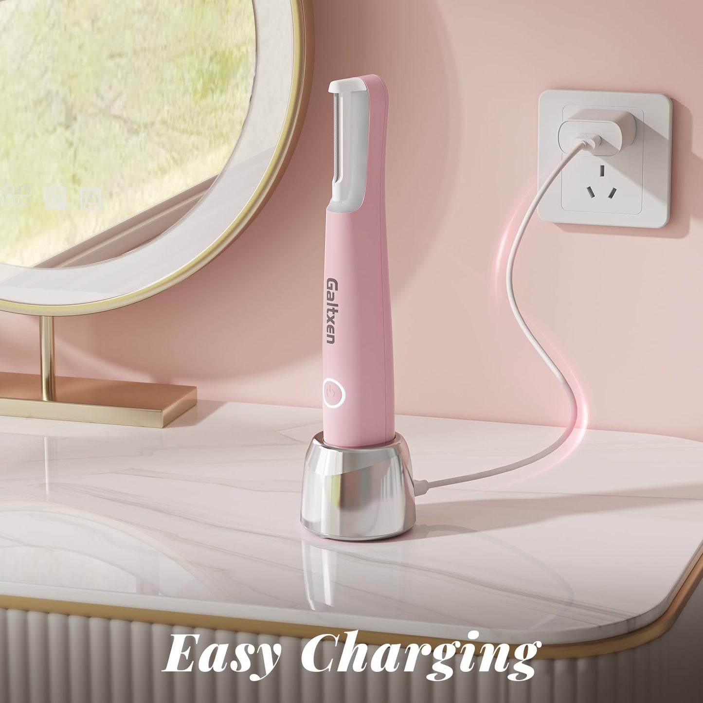 Galtxen Sonic Dermaplaning Tool for Women, Rechargeable Face Dermaplane Razor Sonic Edge Technology for Facial Hair, Exfoliating and Peach Fuzz, 10 Refill Blades Pink