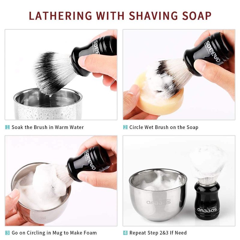 Anbbas Synthetic Badger Shaving Brush,3in1 Kit with Stainless Steel Shaving Stand and Bowl for Men Wet Close Shave