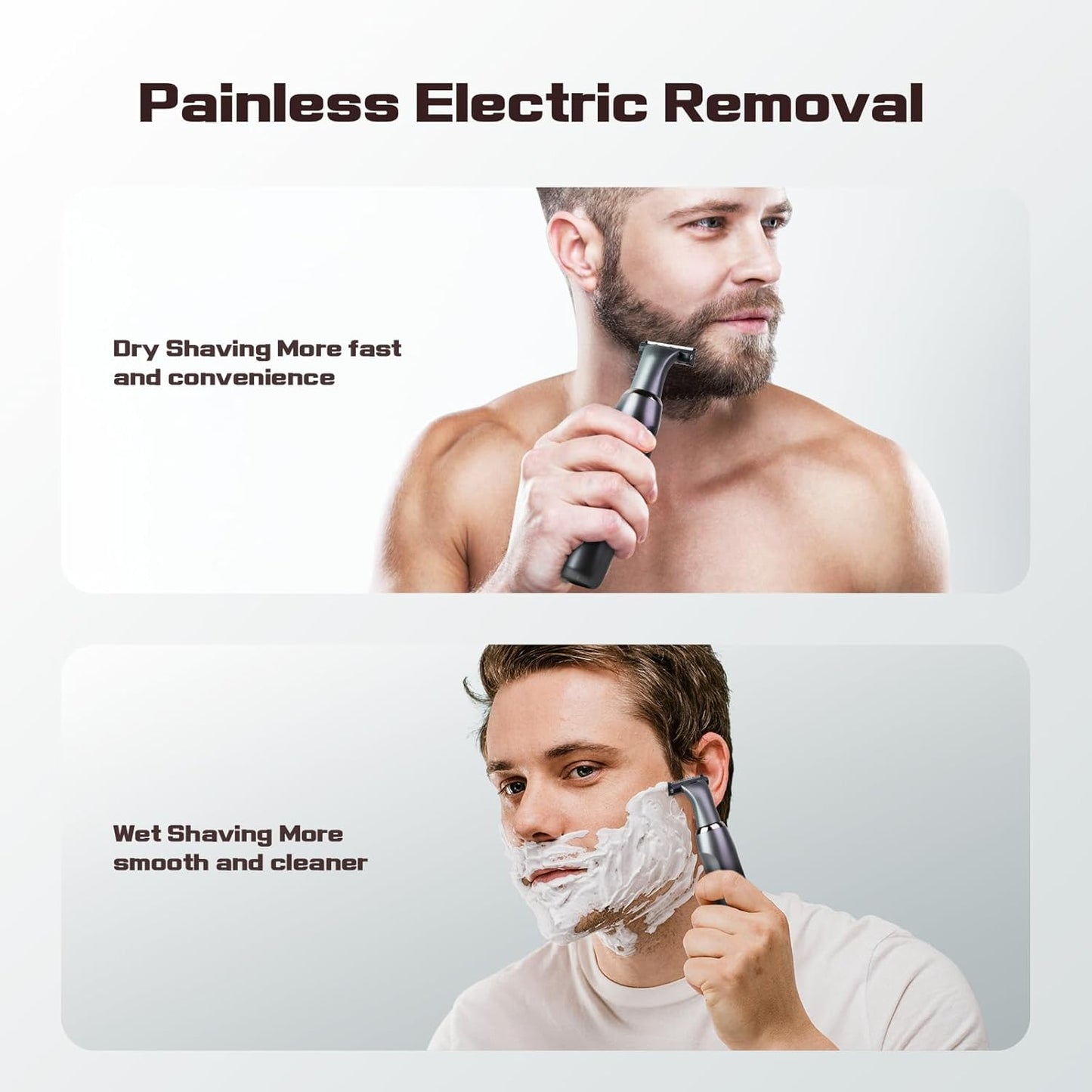 Men's Back Shaver - Rechargeable LED Display Trimmer | IPX7 Waterproof, Safety Lock, Ink Black