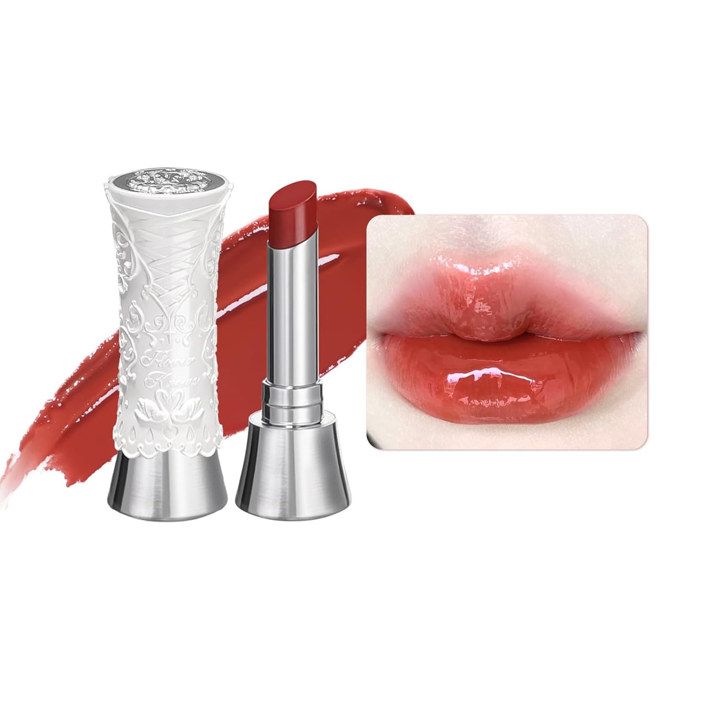 Swan Ballet Shine Lipstick - Hydrating Nude Peach Tinted Lip Balm for Long-Lasting Moisture | B03 Sweet Heart