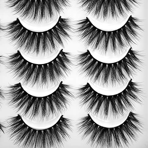 LANFLOWER 20 Pairs False Eyelashes - Fluffy 3D Faux Mink Dramatic Lashes