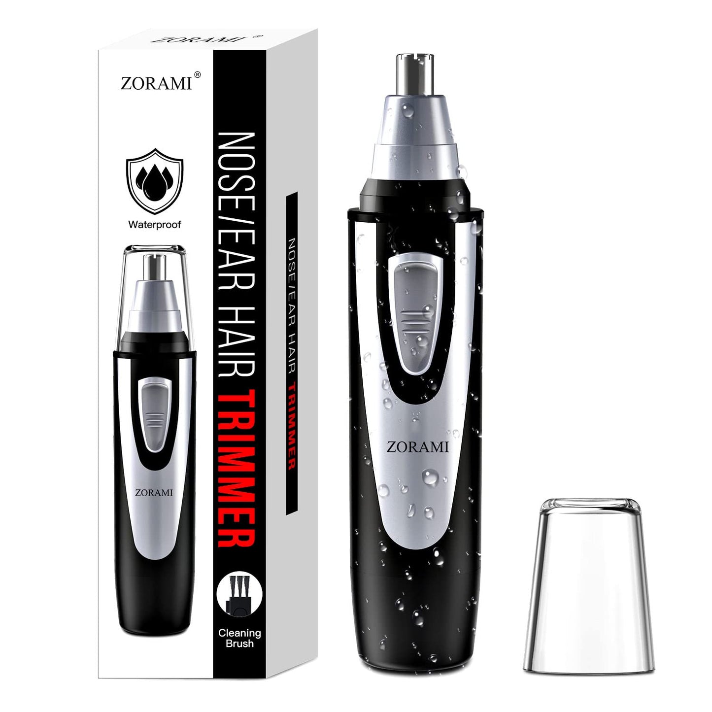 ZORAMI Ear and Nose Hair Trimmer Clipper - 2026 Professional Painless Eyebrow & Facial Hair Trimmer for Men Women, Battery-Operated Trimmer with IPX7 Waterproof, Dual Edge Blades for Easy Cleansing
