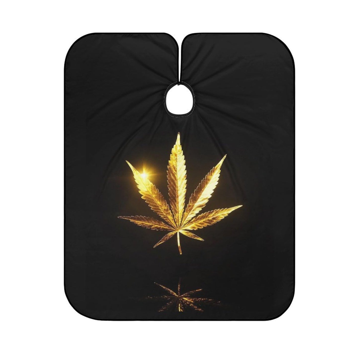 Fashion Salon Barber Cape Professional Hair Cutting Cape with Adjustable Snap Closure Cool Gold Golden Weed Leaves Black