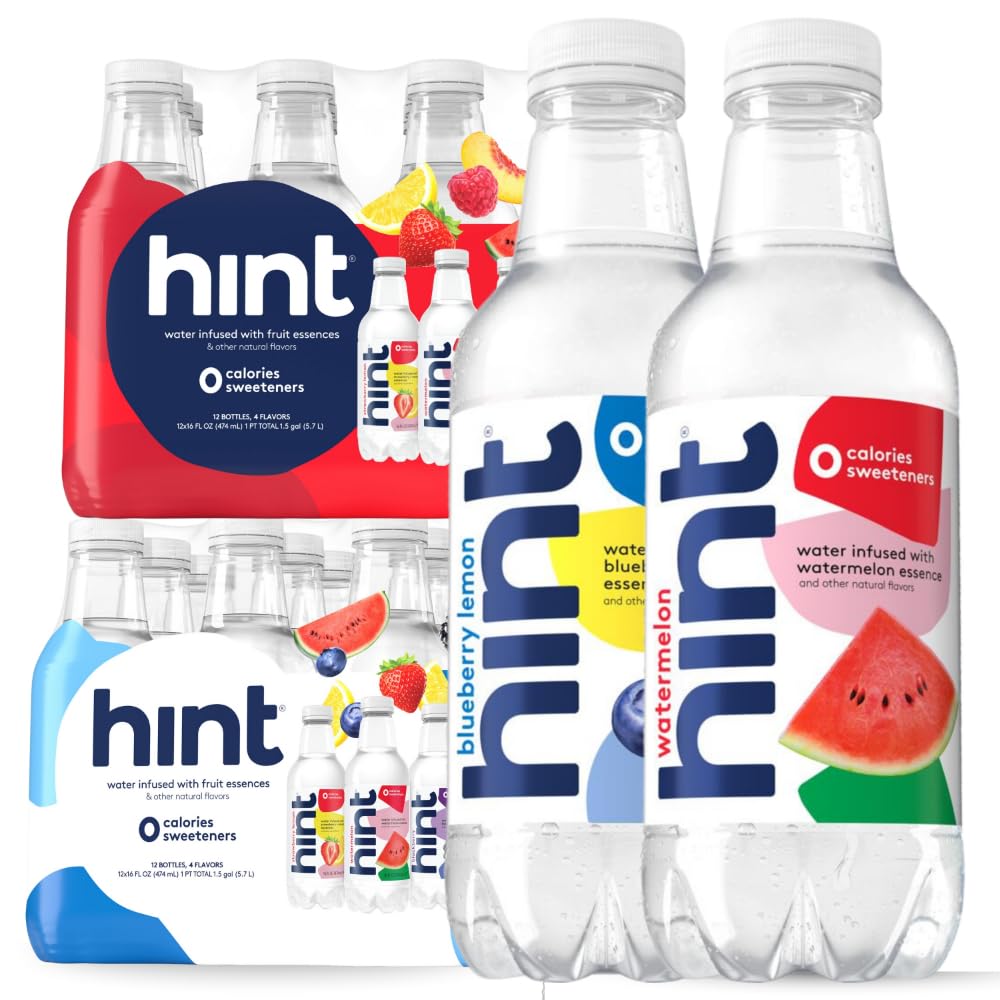 Hint Infused Bottled Water Variety Pack - Sugar-Free, Zero Calorie Natural Flavors | 16 Fl Oz (Pack of 12)