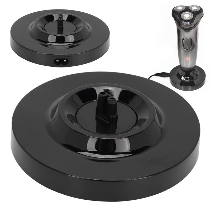 Universal Electric Shaver Charging Stand - Level Round Shape, Deep Design, Wide and Beautiful - Men's Shaver Charger Base in Black