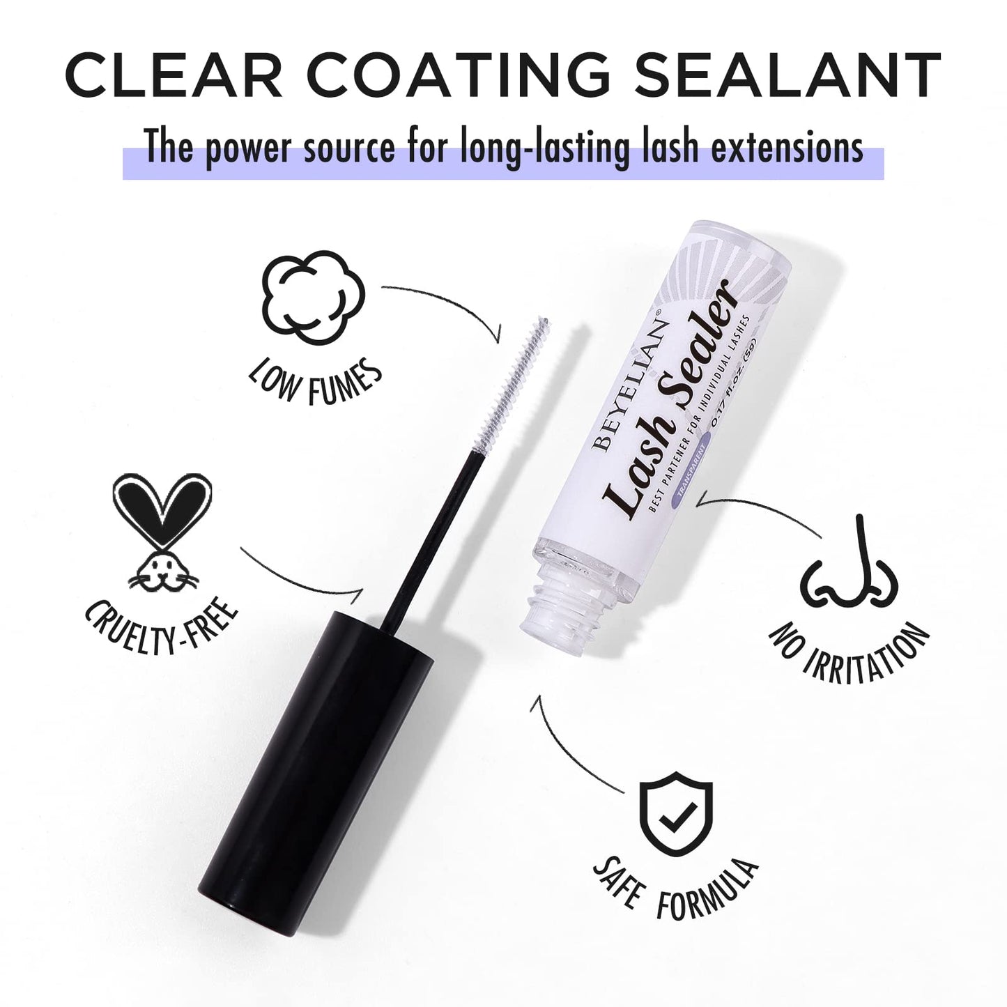 BEYELIAN Lash Sealer, Lash Sealant for Eyelash Extensions Eyelash Coating for Cluster Lashes Lash Bonder Long-Lasting Retention and Eyelash Healthy Growth, 5g