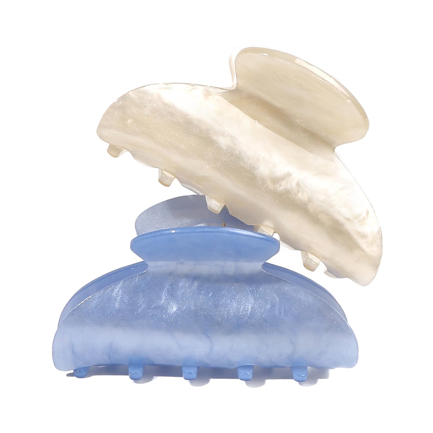 Cloud White Hair Claw Clip - Strong Hold for Thick or Thin Hair | 4.1 Inch Premium PC Material + 2 Black Satin Scrunchies