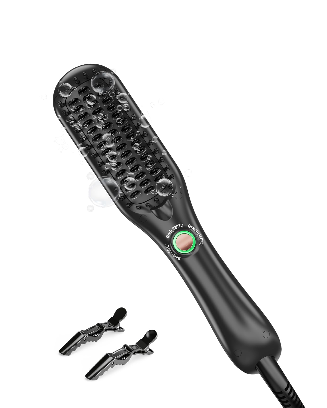 LANDOT Mini Hair Straightener Brush - Ionic Anti-Scald Travel Hot Comb
