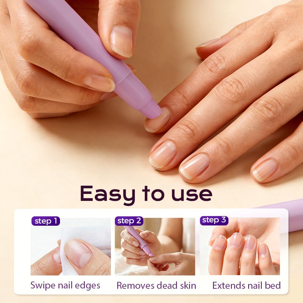 Cuticle Treatment Pen - 3-in-1 Nail Care Remover & Pusher with Ceramic Tip | Purple