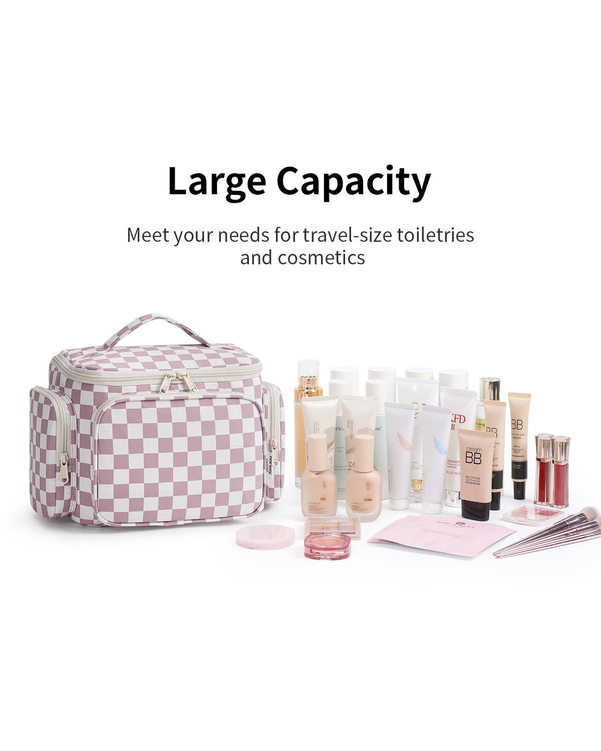 Narwey Hanging Travel Toiletry Bag for Women, Large Makeup Bag, Wide Open Cosmetic Bag, Multiple Organized Pocket, Wet Pocket for Towel, Portable Bathroom Travel Bag for Toiletries, Essentials