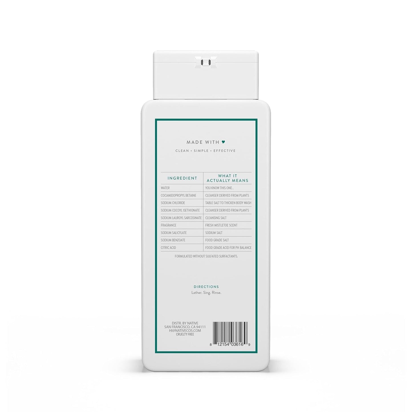 Native Body Wash - Holiday Edition Fresh Mistletoe Scent | Sulfate & Paraben Free, 18 oz for Soft, Hydrated Skin