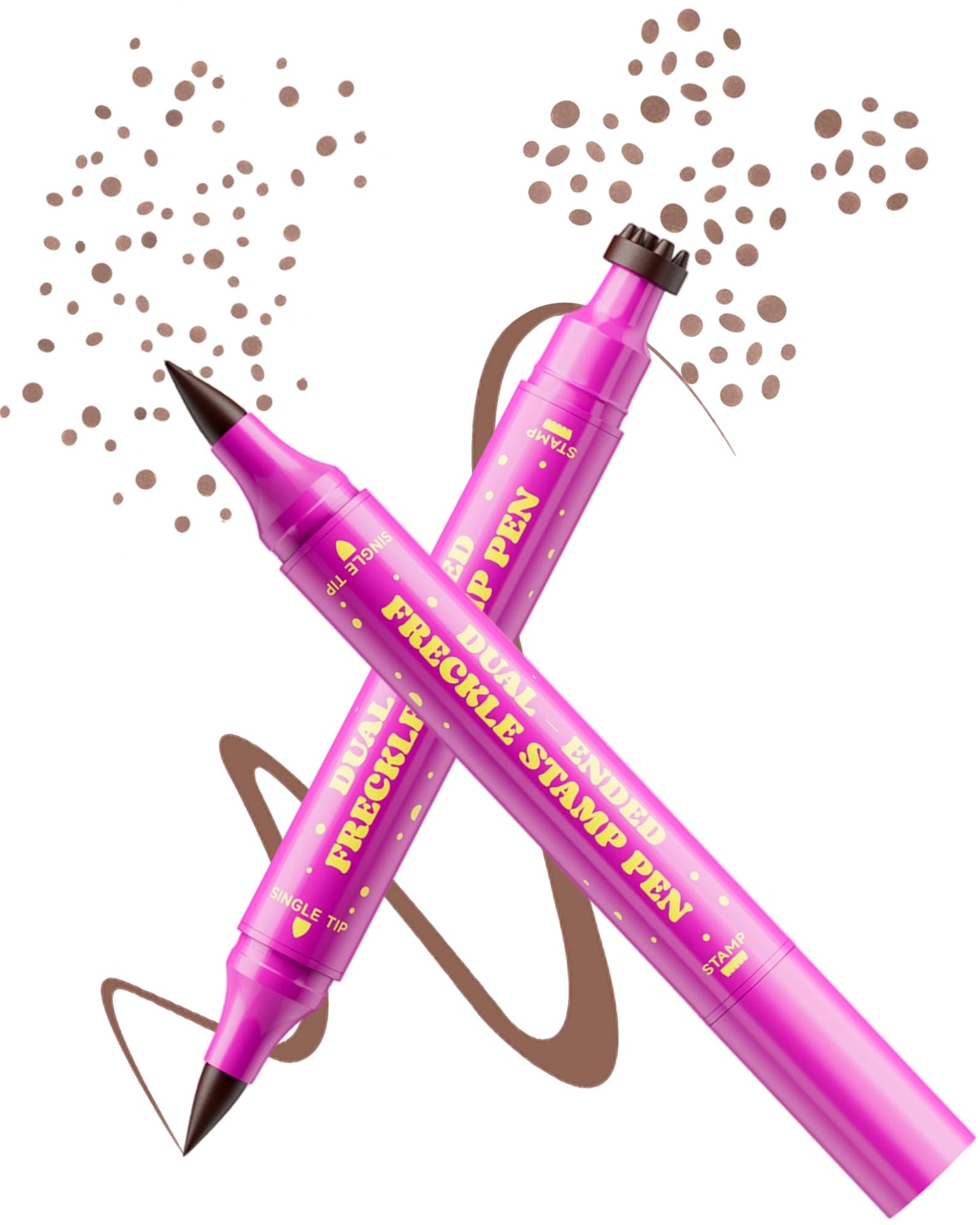 Berinist Upgrade Dual Ended 2-in-1 Faux Freckle Stamp Pen, Waterproof Fake Freckle Pen with Multi-Prong Freckles Stamp Head for Women to Easily Create Natural Long-Lasting Sunkissed Makeup