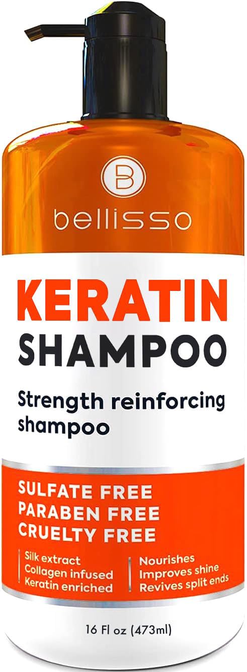 Keratin Enriched Shampoo - Anti-Frizz Treatment for Dry & Color-Treated Hair | Sulfate & Paraben Free, Professional Salon Formula