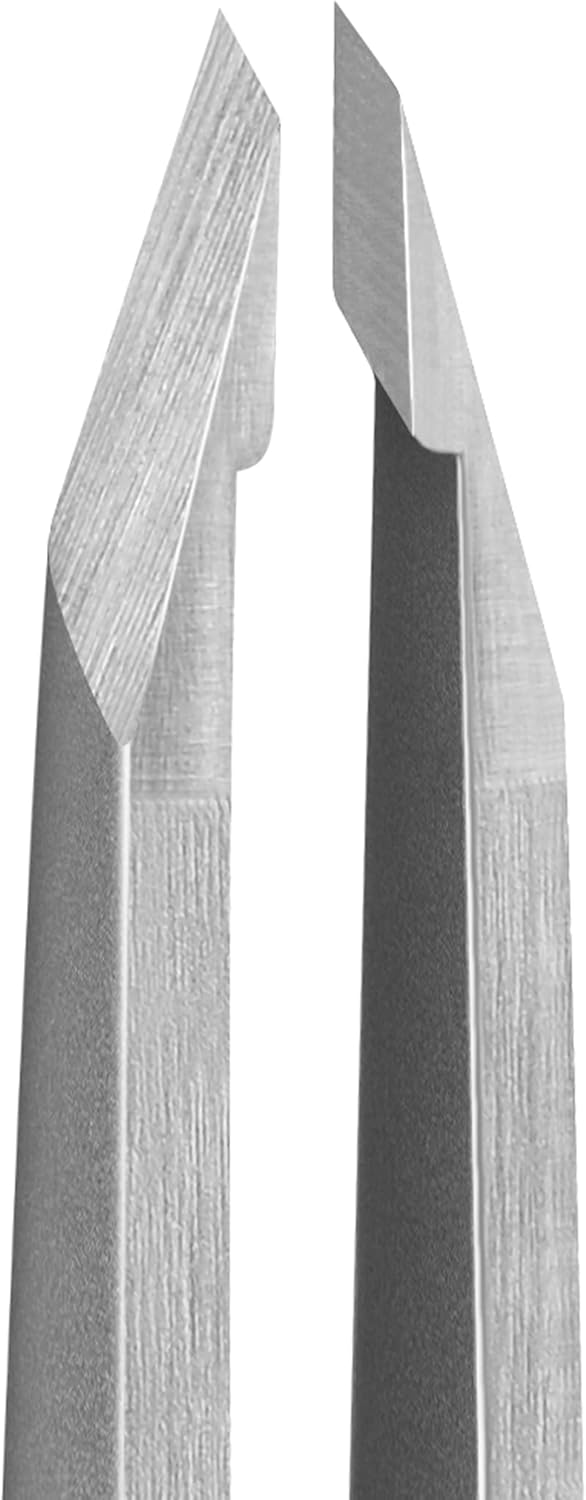 Precision Stainless Steel Eyebrow Tweezers for Women - Slant Tip Plucker with Travel Case | Ideal for Facial Hair Removal and Blackheads