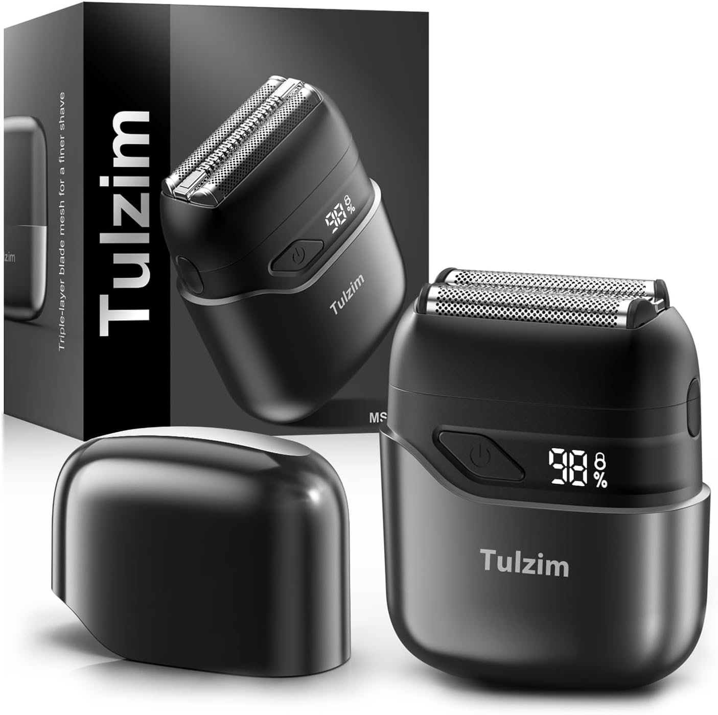 Electric Foil Shaver for Men - Cordless Razor with 3 Floating Blades, 100-Min Runtime | Waterproof, USB-C Fast Charge, Carbon Black