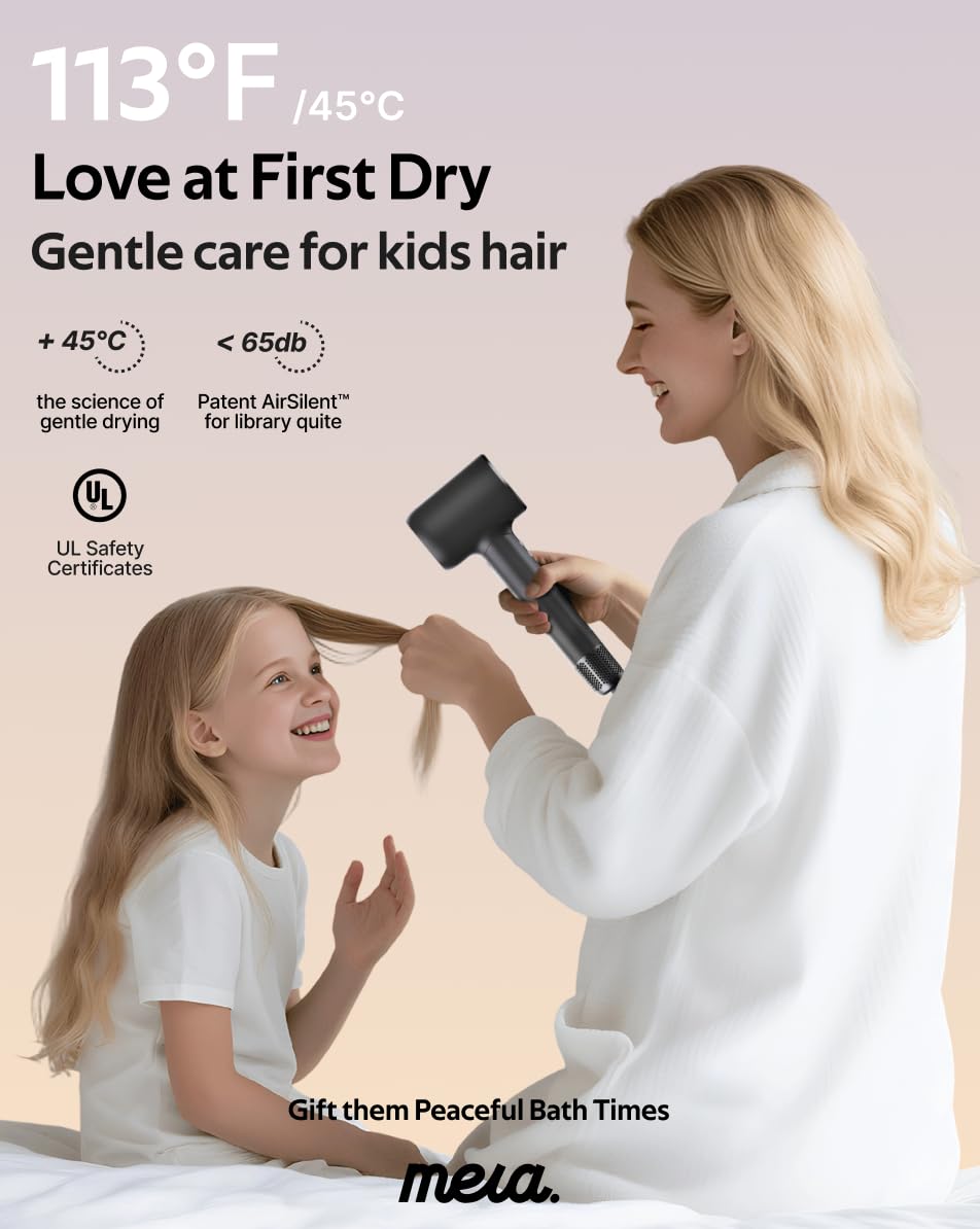 Mera Bio-Ionic Hair Dryer for Women, 1400W Professional Fast Drying Blow Dryer with Diffuser & Concentrator, Anti-Frizz Negative & Positive Ion Tech, 3 Temp 2 Speed for Home Travel & Salon Styling