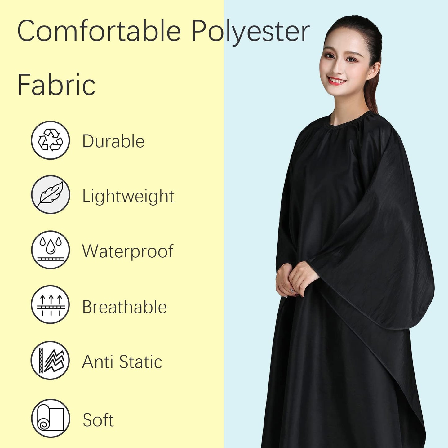 Barber Cape with Adjustable Metal Clip, Iusmnur Professional Hair Cutting Cape for Barbers and Stylists - 55 x 63 inches