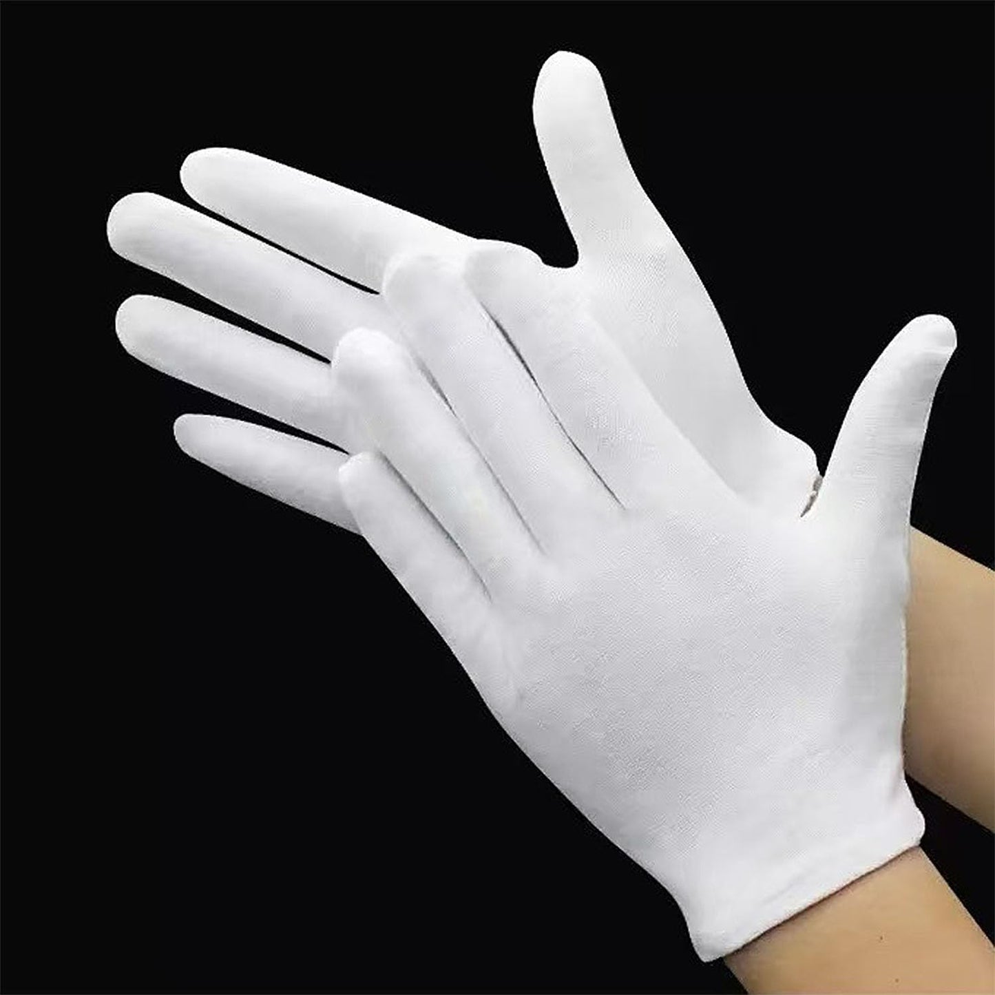 12 Pairs White Cotton Gloves for Eczema Dry Hands Breathable Work Glove Liners Moisturizing Spa Jewelry Inspection Etiquette Gloves Stretchy Fit for Men Women 24PCS Archival Photo Gloves (Medium)