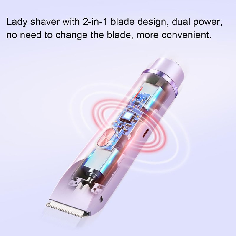XYOUWEI 2 in 1 Bikini Trimmer for Women, Rechargeable Electric Razors for Women, Wet/Dry Use Lady Electric Shaver for Bikini Face Lip Underarm Legs Pubic Hair