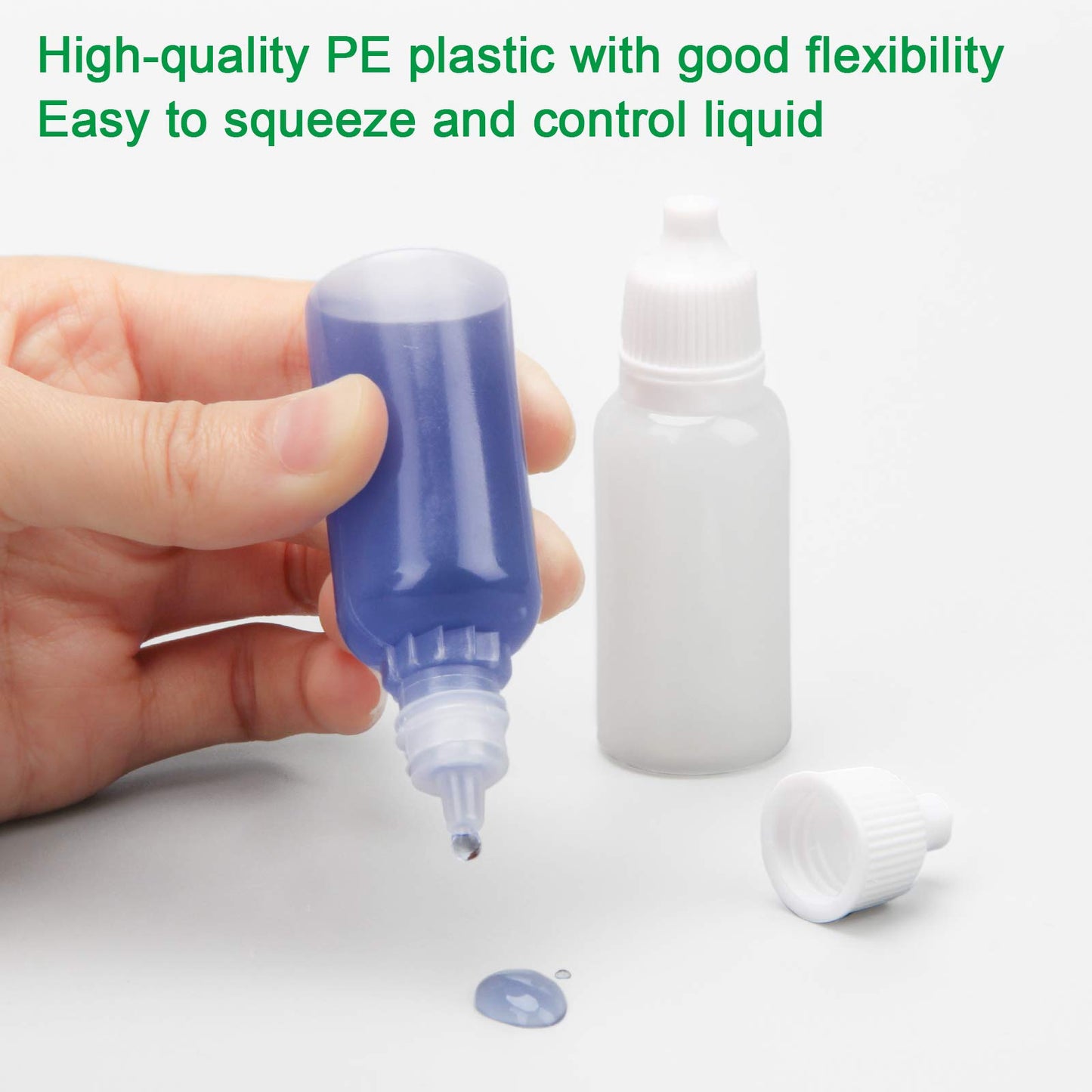 AHIER Plastic Eye Dropper Bottle, 15ml Squeezable LDPE Bottle with Childproof Cap, Leak-Proof for Eye Drops and Liquids, 50 Count