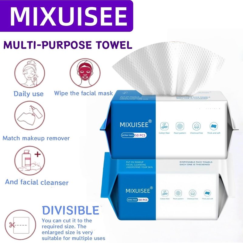 Thick & Soft Disposable Face Towels | 100% Cotton Facial Cloths - Extra Thick for Makeup Removal (150 Pieces)