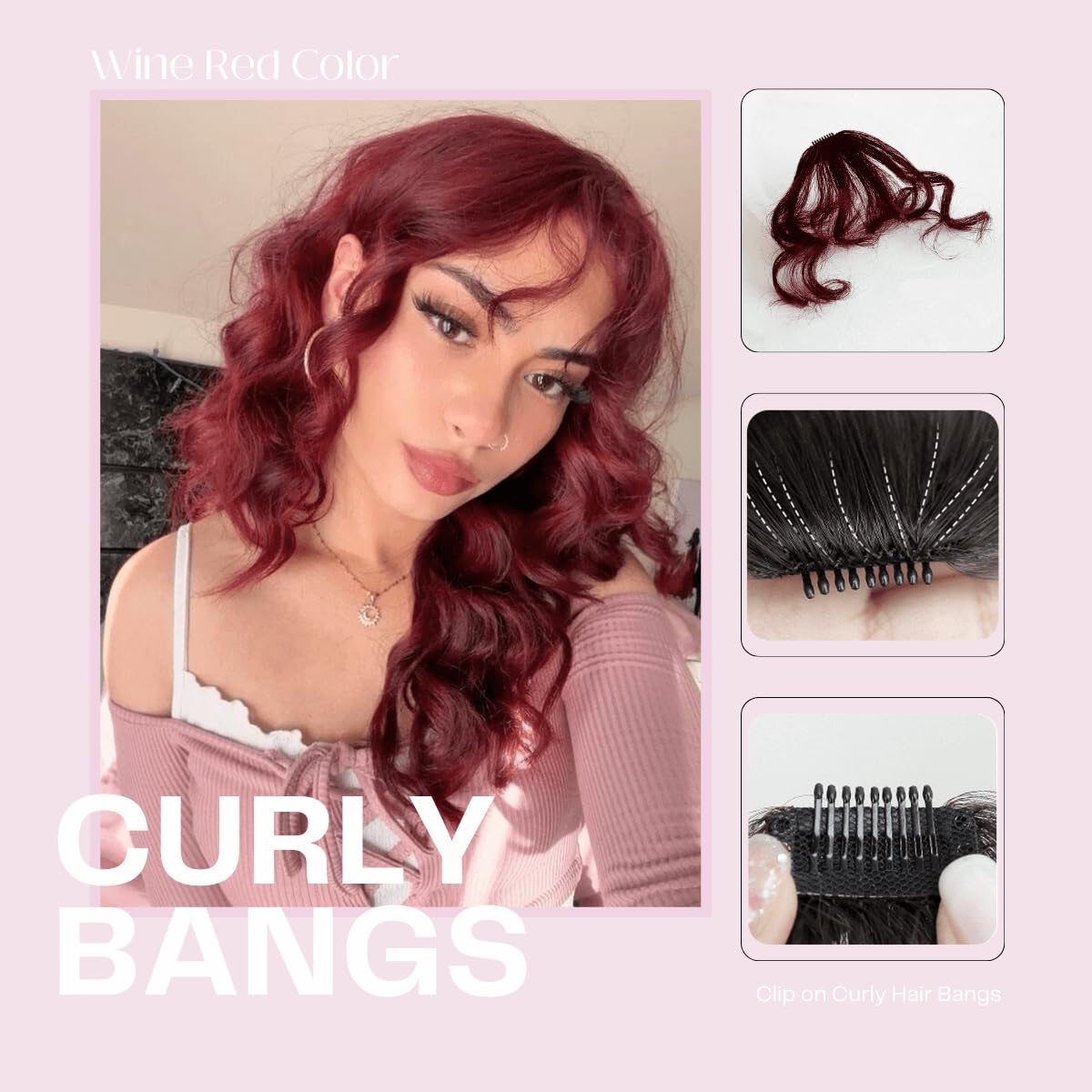 VAVANGA Curly Bangs Clip in Hair Extension