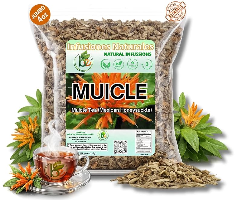 Muicle Herbal Tea - 4 oz Loose Leaf Mexican Honeysuckle, 100% Natural, Vegan
