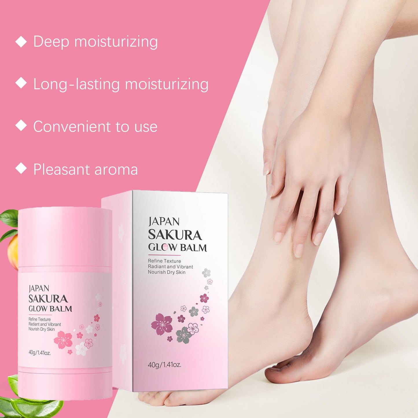 Japan Sakura Foot Heel Stick, Sakureva Japan Sakura Foot Heel Stick, Deep-Repair Anti-Aging Heel Balm, Sakura Foot Care Creams for Dry and Cracked Feet, for Hands, Heels, Elbows, Knees, etc (1pc)