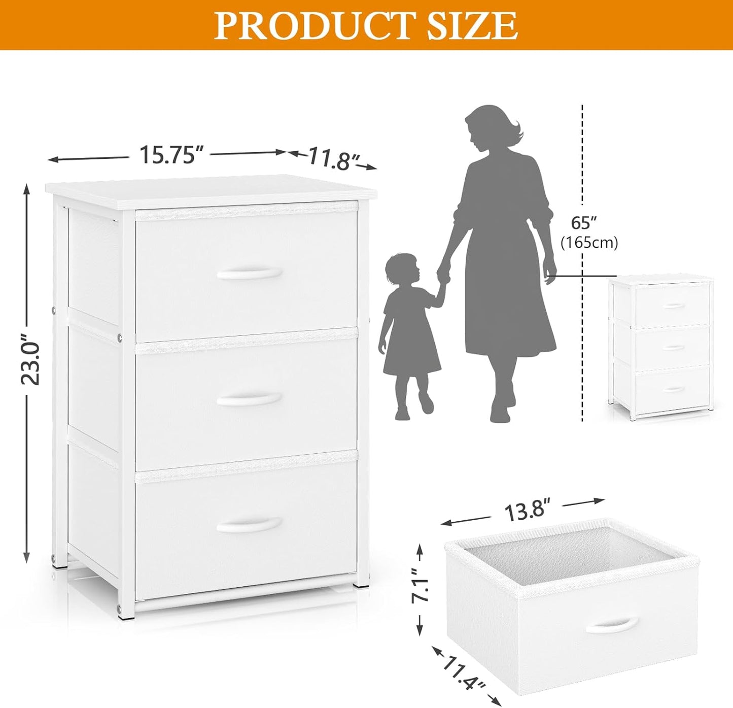 DAOUTIME Stackable Storage Drawers - 2-Pack White Closet Organizer with Wooden Top & Metal Frame | Versatile Dresser for Bedroom & Living Room