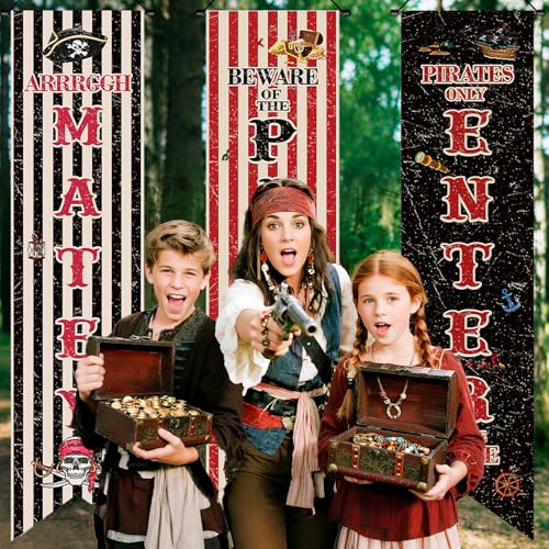 Pirate Party Banner Set - Nautical Decorations for Kids & Adults