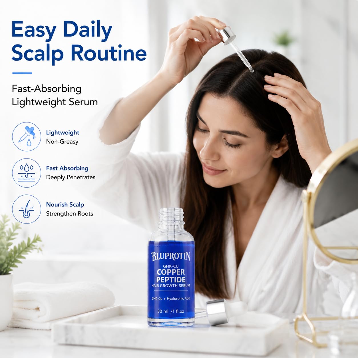 GHK-Cu Copper Peptide Hair Serum for Thinning Hair