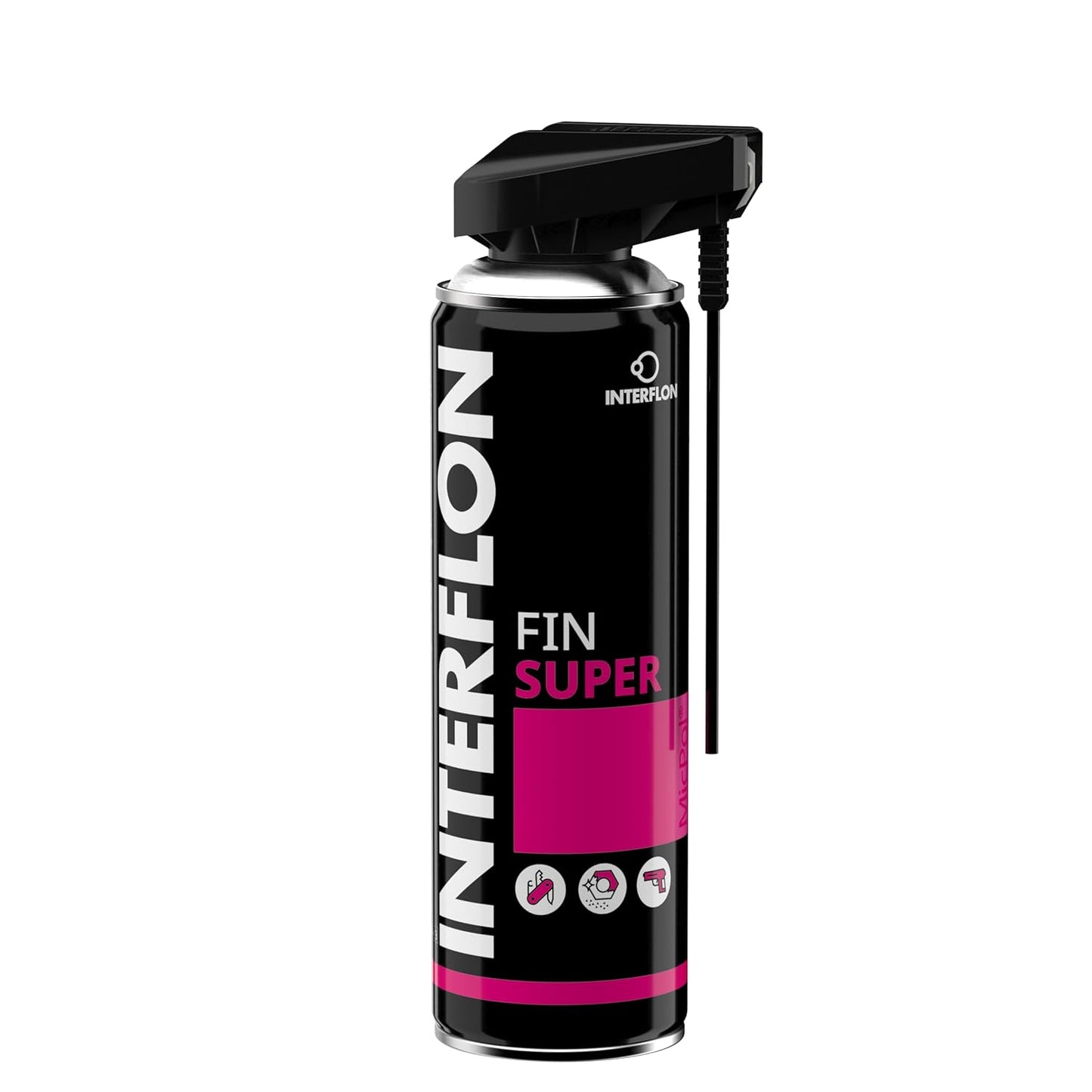 Interflon Fin Super Industrial Oil | Teflon-Free Lubricant Spray for Chains - 300ml Aerosol, Penetrating Dry Film