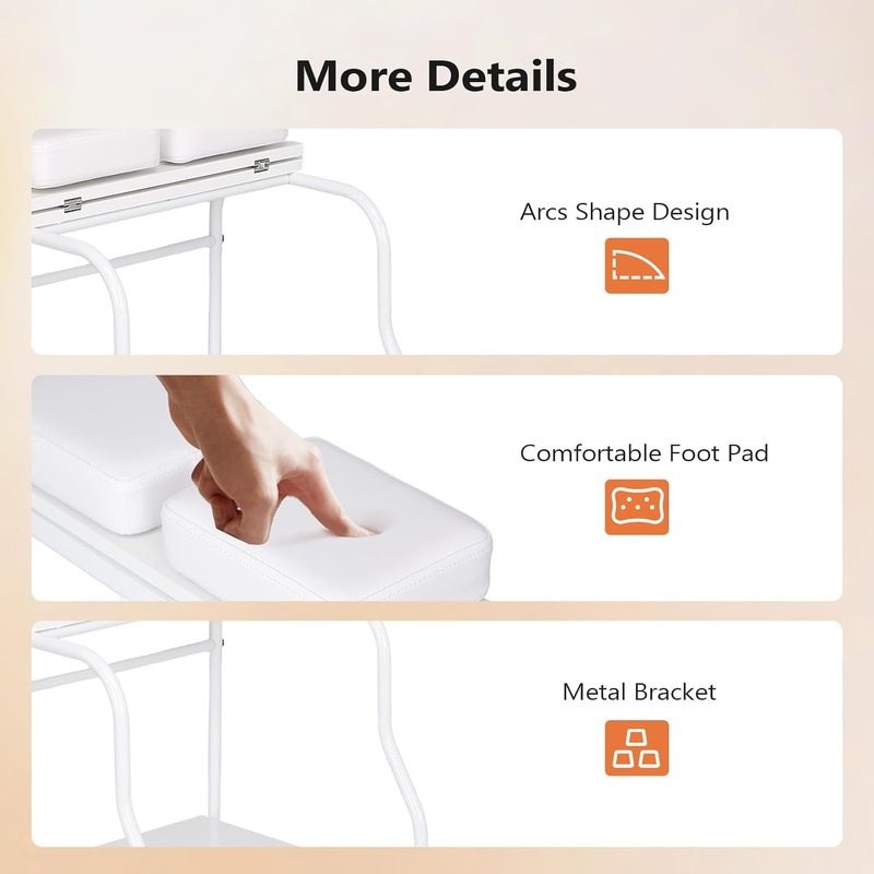 Pedicure Cart - Portable Foot Bath Trolley with Adjustable Stool & Locking Wheels | White