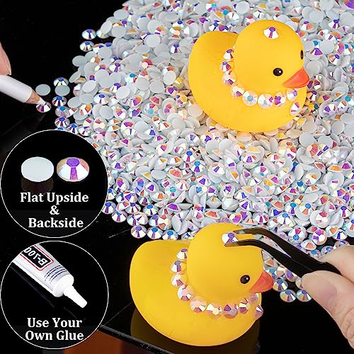 BELLEBOOST White AB 3mm Resin Rhinestones Bulk Flatback Gems for Crafts & Nails