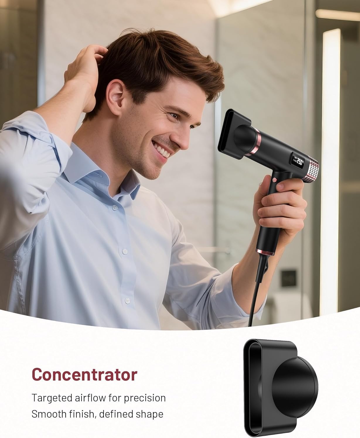 Travel Hair Dryer with Diffuser - 1875W Ionic Fast Drying & Frizz Control | Lightweight, Dual Voltage (110-240V) - Black