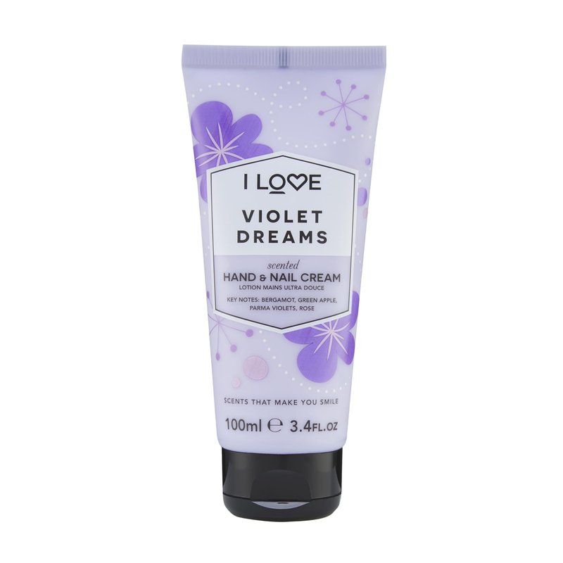 I LOVE Violet Dreams Scented Hand and Nail Cream - Hand Cream for Dry Hands - Vitamin E, Coconut Oil, and Shea Butter - Silicone Free - 3.4 oz
