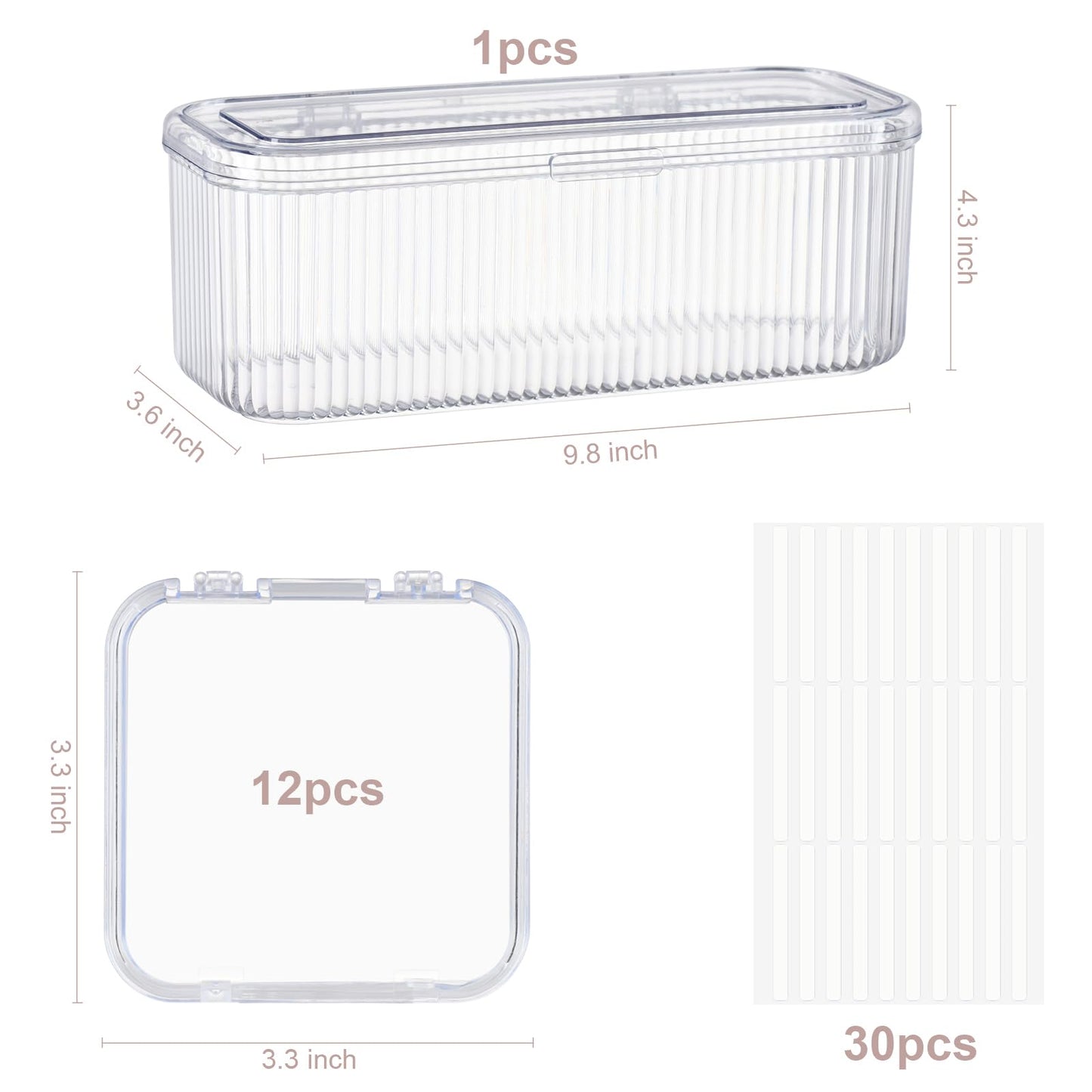 LONTOHCE Press On Nail Organizer, 12pcs 3.3inch Clear Storage Box