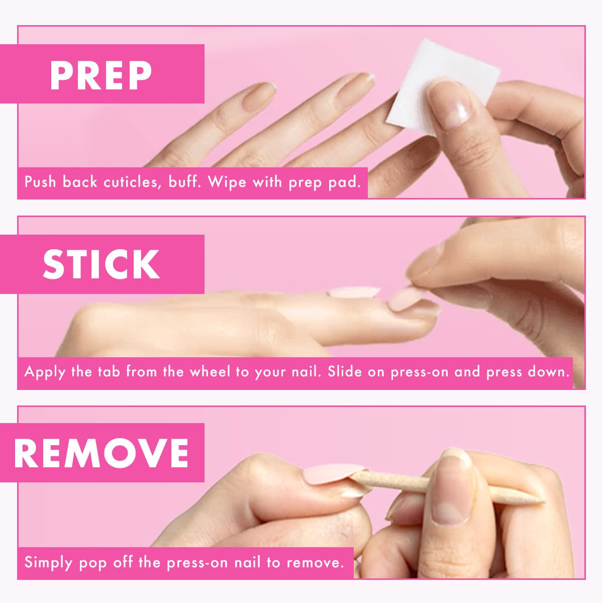 Olive & June Classic Super Stick Mani Summer Press On Nails | No Glue Needed | 32 Tab Nails 16 Sizes | Non-Toxic Tabs Easy On-Off Non-Damaging | 7-Day Wear | Short, Round | Lollipop Cherry Red