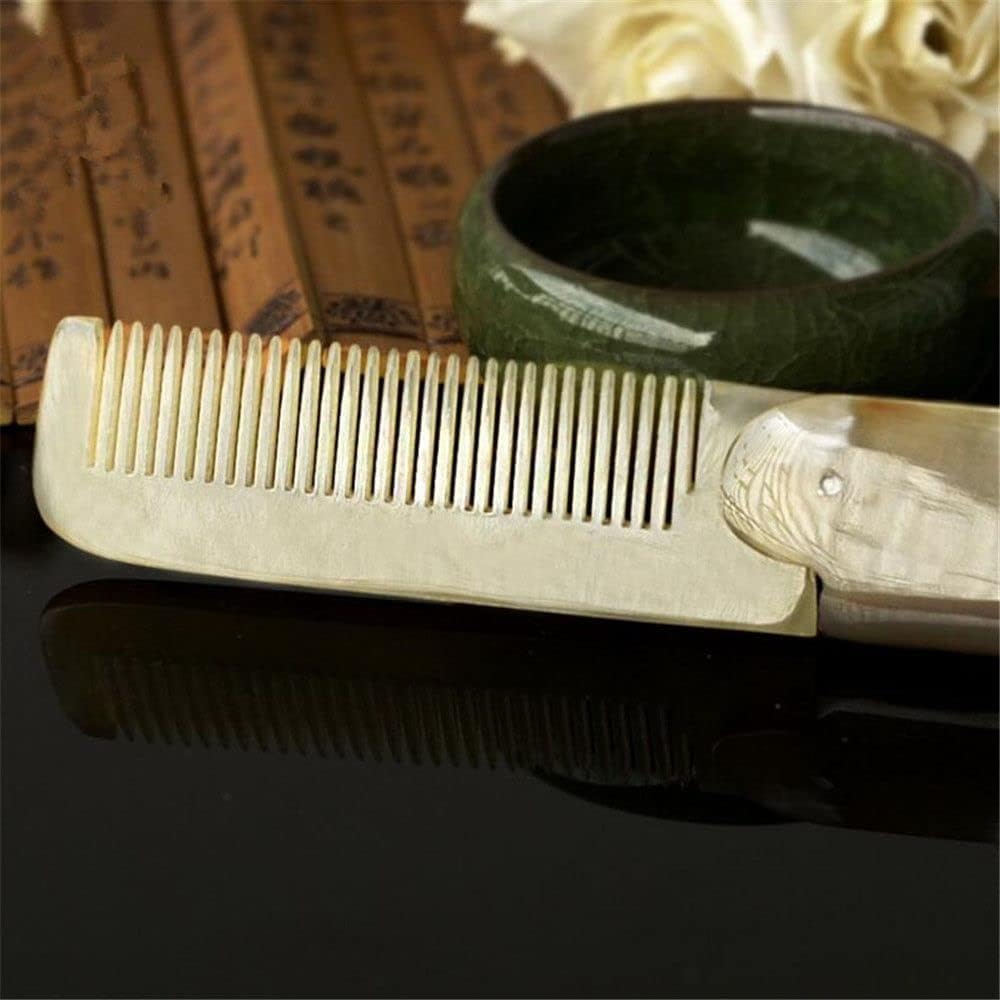 2Pcs Brown Yak Horn Comb Foldable Yak Horn Comb Pockets Clip Moustache Beard Styling Tool Portable Hairdressing Hair Hair Care Tools, Hair Brushes, Styling Tools and Appliances