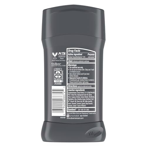DOVE MEN + CARE Antiperspirant Deodorant Stick for Men 4 Count Extra Fresh with 72-hour Sweat & Odor Protection with 1/4 Moisturizing Cream & Long-lasting Citrus scent 2.7 oz