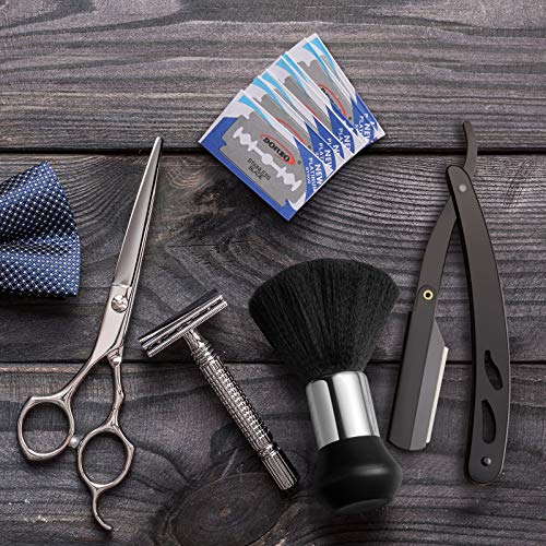 Professional Straight Razor Kit with 40 Blades & Neck Duster Brush for Barbers & Home Grooming