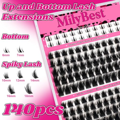 MilyBest Rozen Lash Clusters with Spikes & Bottom Lashes - 10-18mm D-Curl, Fairy Glam, Beginner Friendly (Lashes Only)