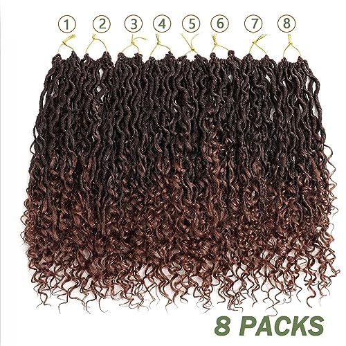 Goddess Locs Crochet Hair 14 Inch Boho Faux Locs with Curly Ends 8 Packs