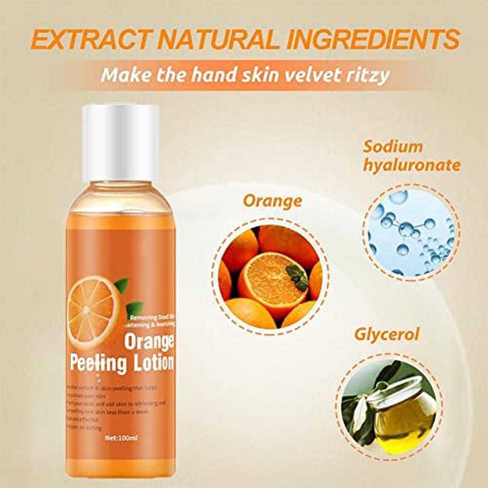 2PCS Orange Peeling Lotion, Body Peeling Lotion, Instant Exfoliation Dead Skin Remover Peeling Gel for Skin Body Face Neck Knees Foot