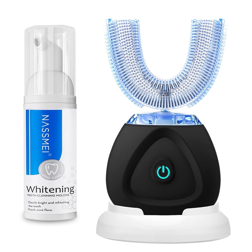 FULYA Auto Toothbrush for Adult with Teeth Whitening Mousse, Electric Toothbrushes for Adult, 360° Ultrasonic Toothbrushes Waterproof, Rechargeable Electric Tooth whitening Brush