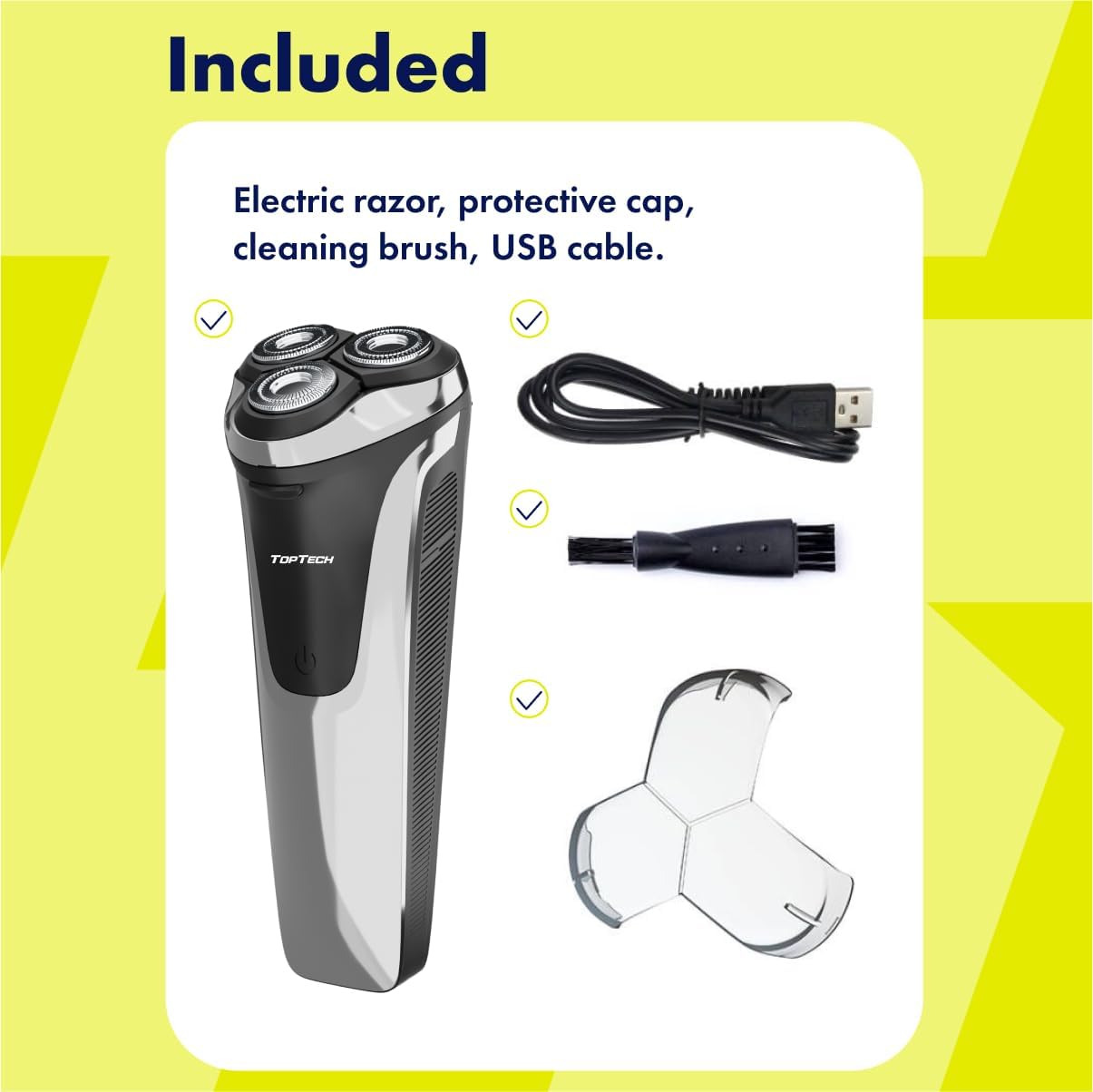 Electric Shaver for Men - Waterproof Rotary Razor with USB-C Rechargeable Battery | 60 Min Runtime & Pop-Up Trimmer