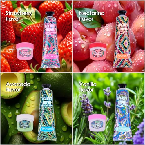 LIAYLILI 8 Pcs Hand Cream & Lip Balm Set - Travel Size Moisturizers