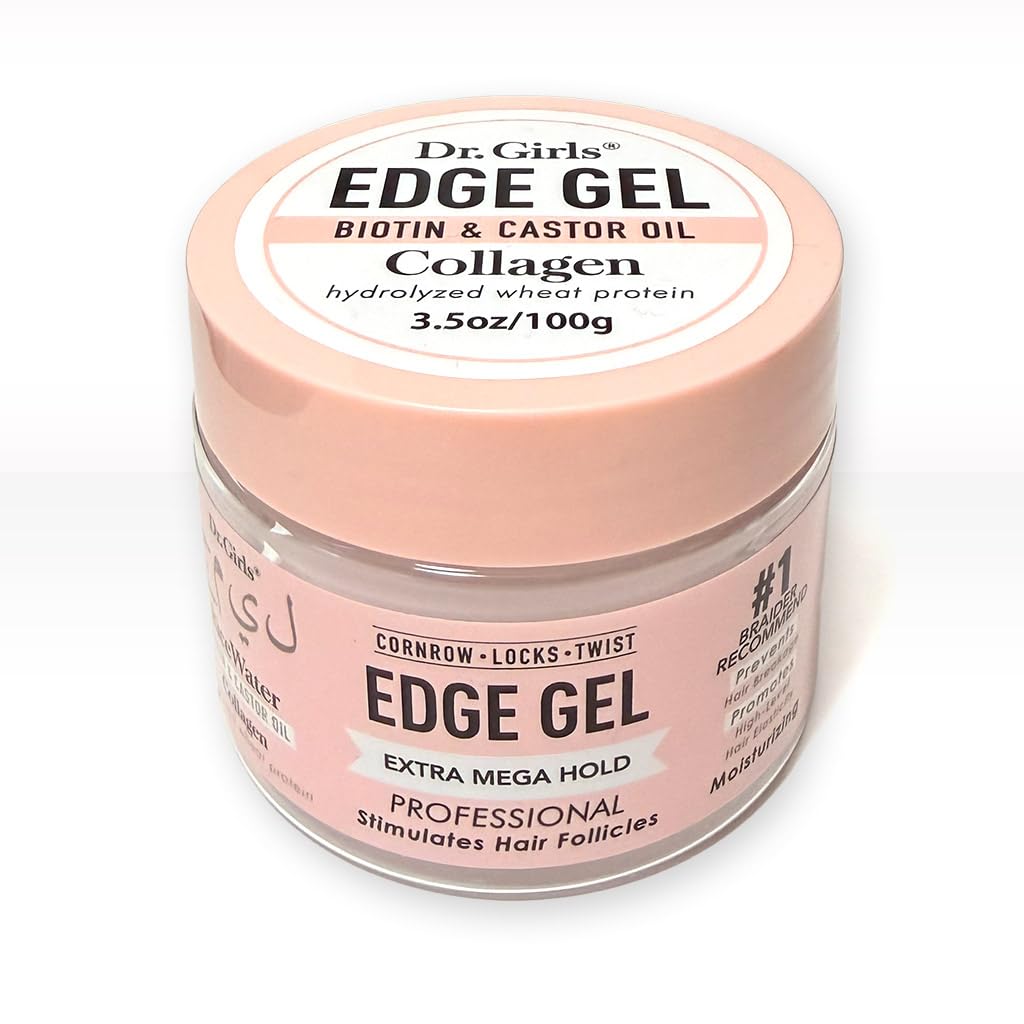 Dr. Girls Rice Water Edge Gel - Extra Mega Hold for Locs & Twists | Biotin & Castor Oil, 3.5 oz