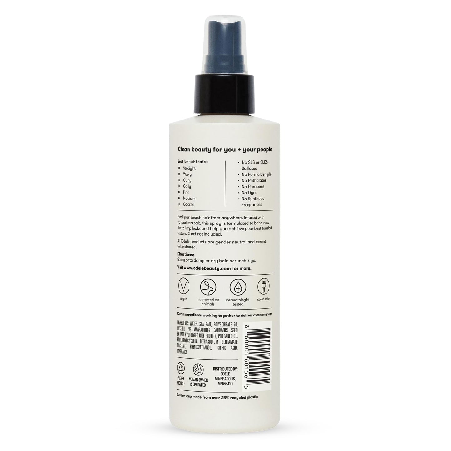 Odele Texturizing Sea Salt Spray, Boosts Volume & Creates Tousled Texture for Straight to Wavy Hair Types, 8 Fl Oz