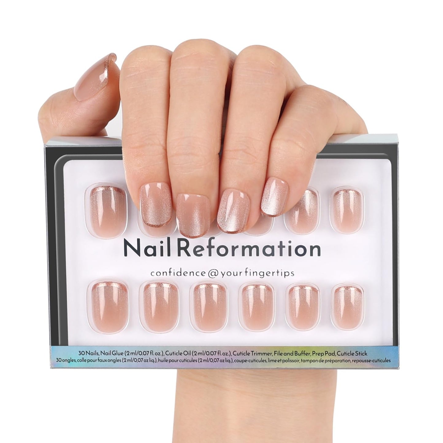 Press On Nails - Marble Dream Pastel Almond Fake Nails | Reusable Glossy Finish in Blue, Pink, White - 30 Nail Kit with Glue, 15 Sizes